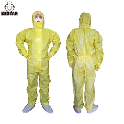 防水PPEの使い捨て可能なBiohazardのスーツの黄色いタイプ3つなぎ服