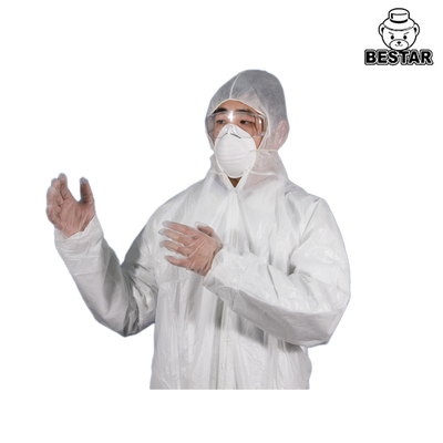 白いSPPのPEの食品加工のための使い捨て可能な保護つなぎ服の仕事のスーツ